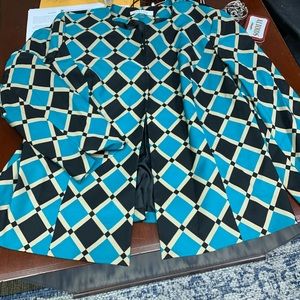 NWT KASPER 16W Green Black Tan Geometric Print Classic Blazer Jacket.  French